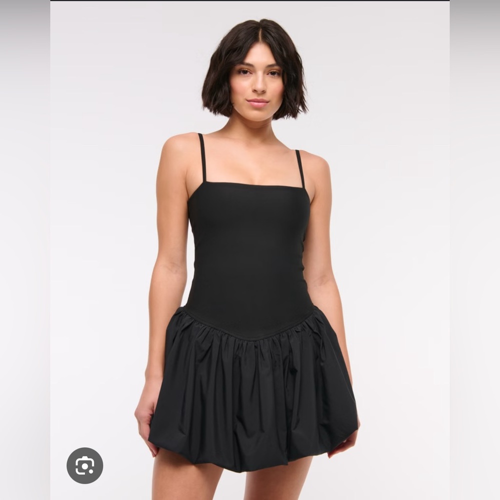 Abercrombie YPB Bubble Hem Athletic Dress Black